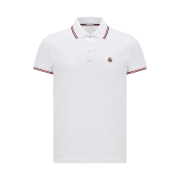 Moncler Tricolour Trimmed Cotton Piquet Polo Shirt Optical White - 26SS