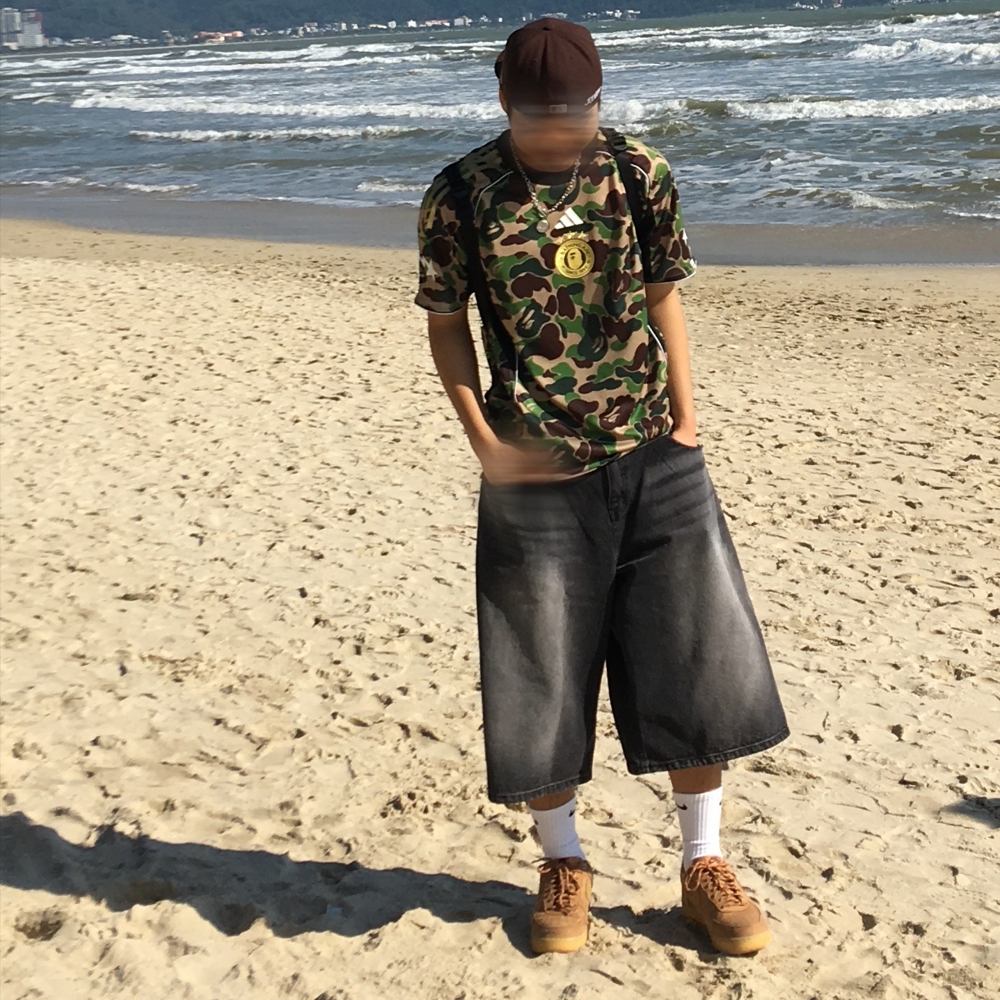 Adidas x BAPE FB Jersey Top Crew Green - KR Sizing 착용 스타일