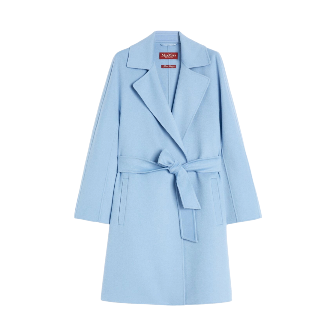 (W) 막스마라 스튜디오 아작시오 울 실크 캐시미어 로브 코트 라이트 블루((W) Max Mara Studio Ajaccio Wool Silk Cashmere Robe Coat Light Blue)