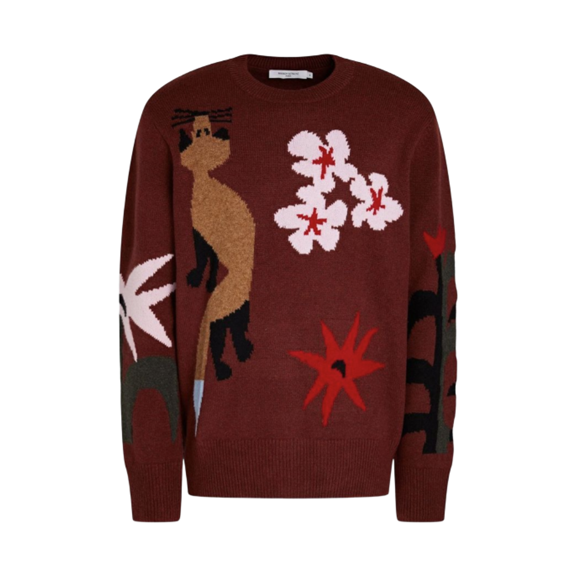 메종 키츠네 자카드 울 니트 스웨터 와인 리스(Maison Kitsune Jacquard Wool Knit Sweater Wine Lees) - 1