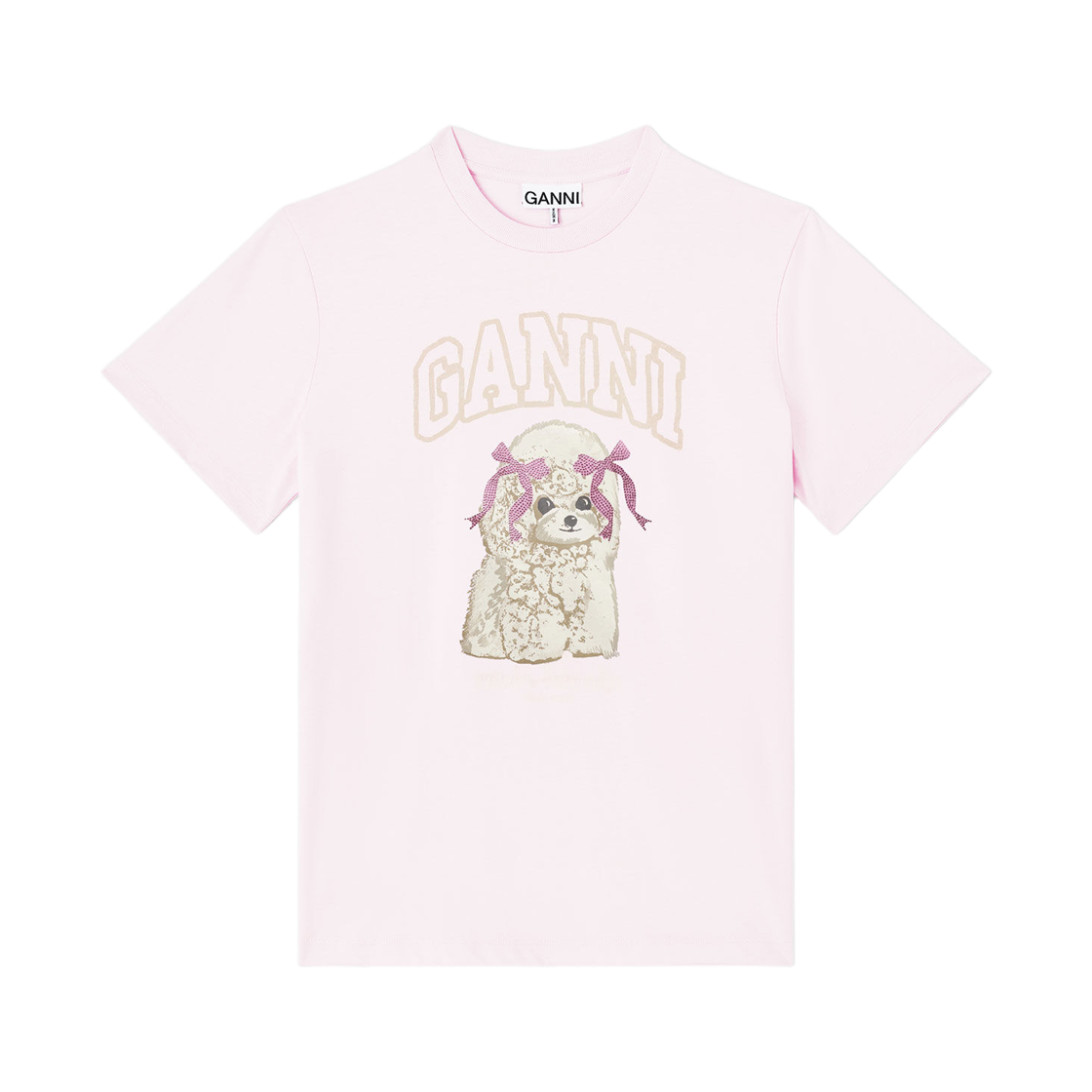(W) 가니 푸들 티셔츠 초크 핑크((W) Ganni Poodle T-Shirt Chalk Pink)