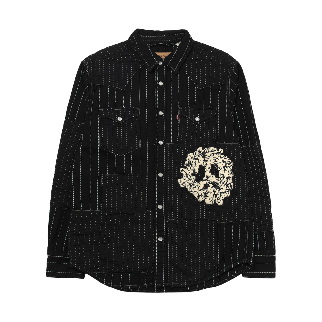 데님 티어스 피스 패치워크 웨스턴 셔츠 블랙(Denim Tears Peace Patchwork Western Shirt Black)