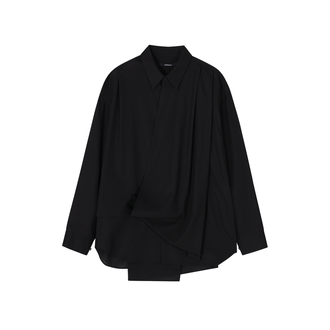 SI2SH708BK SONGZIO COLLECTION Bias Drape Shirt Black