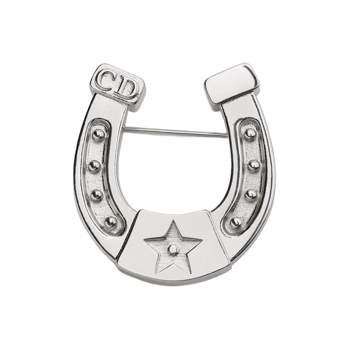V1839HOMMT-D000 Dior Horseshoe Brooch Silver Finish Brass Silver