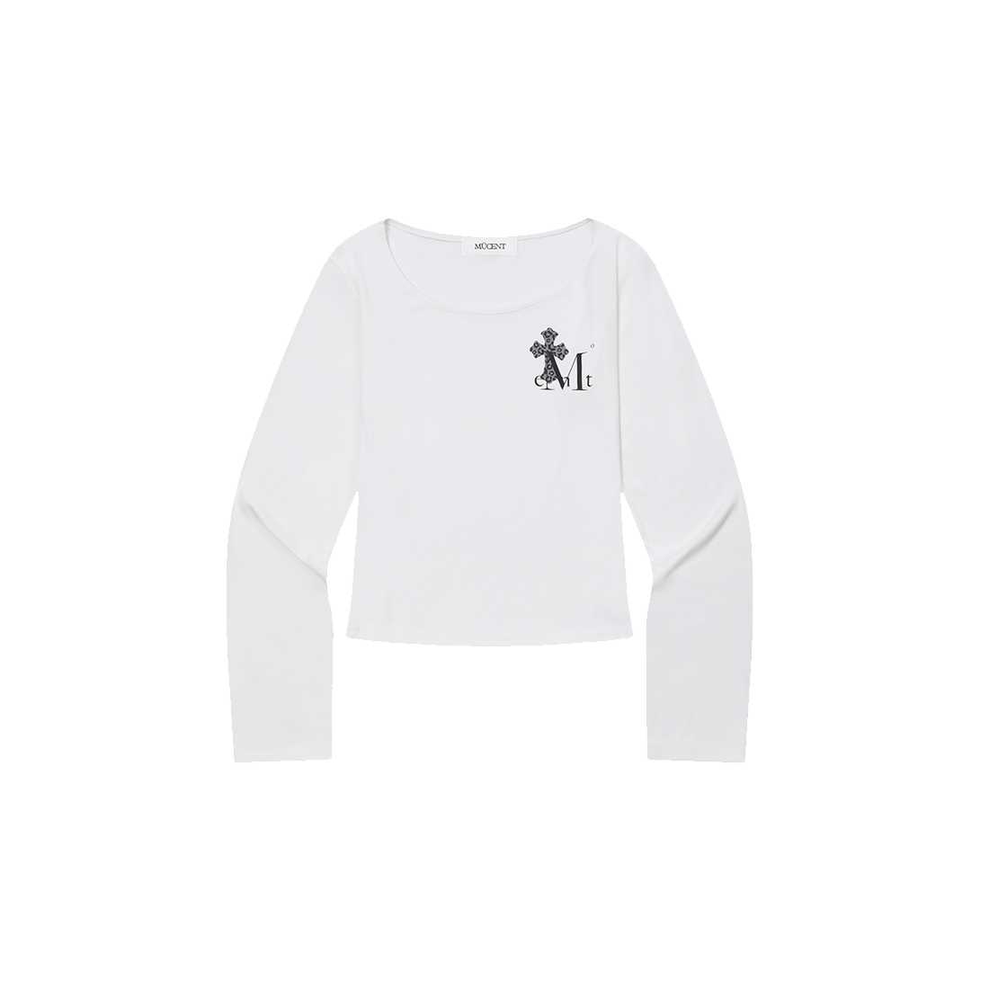 무센트 사하라 호피 십자가 유넥 스몰 로고 긴팔 티 (2컬러) 화이트 - 호피 차콜(MUCENT Sahara Leopard Cross U-Neck Small Logo Long Sleeve T (2Color) White - Leopard Charcoal) - 1