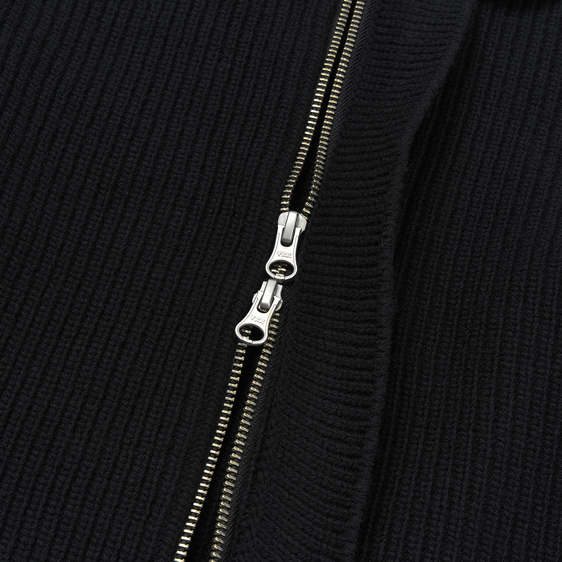 토니웩 슈퍼 파인 메리노 울 플래킷 집업 니트 블랙(Tonywack Super Fine Merino Wool Placket Zip Up Knit Black) - 3