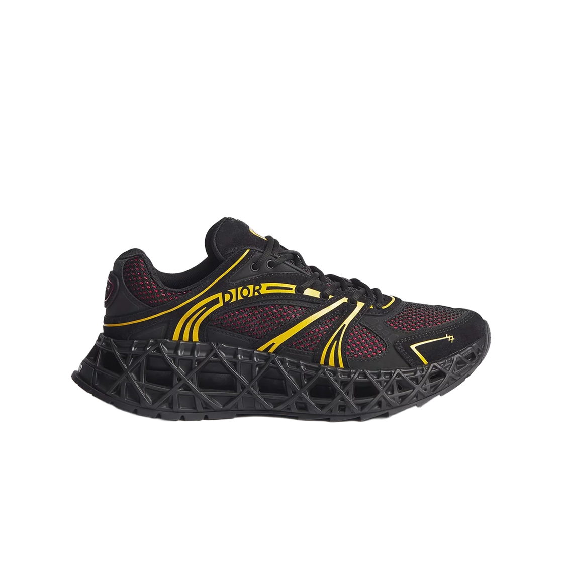 3SN323AAY-H931 Dior B35 Nxxt Sneakers Suede Technical Fabric And Technical Mesh Black Yellow Red