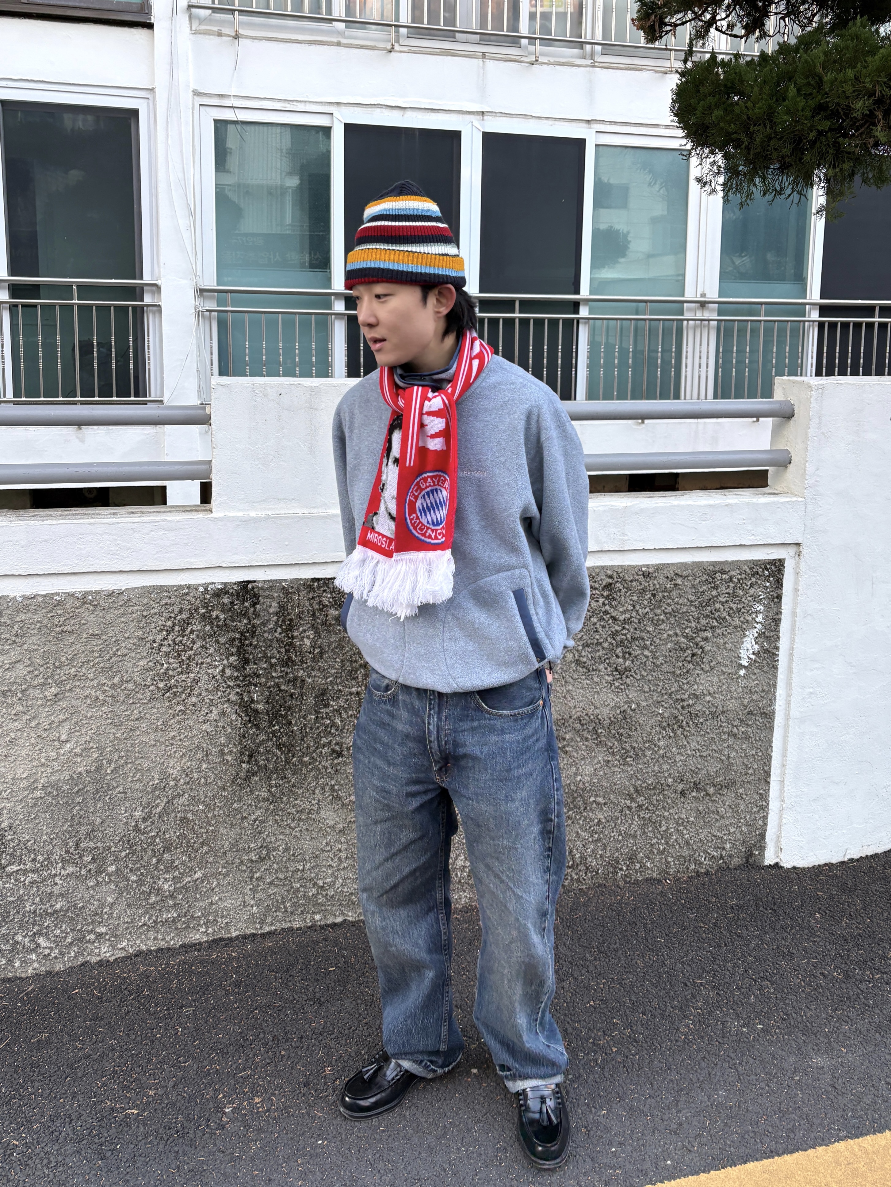 Tretorn Fleece Pullover Gray, Levi's 565 97 Loose Straight Jeans Dark Indigo 착용 스타일 - 1