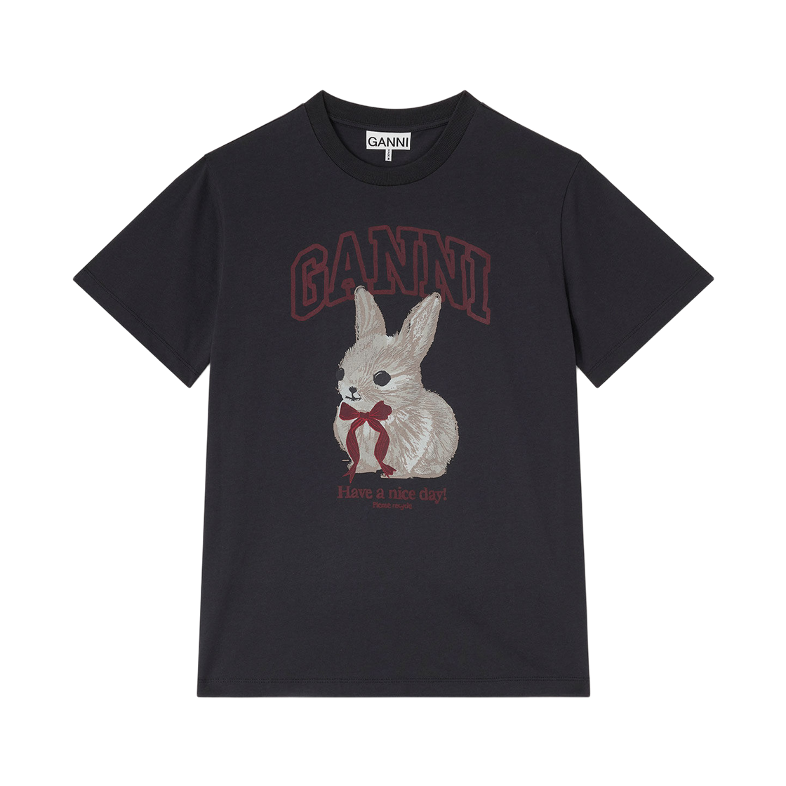 (W) 가니 버니 티셔츠 팬텀((W) Ganni Bunny T-Shirt Phantom)