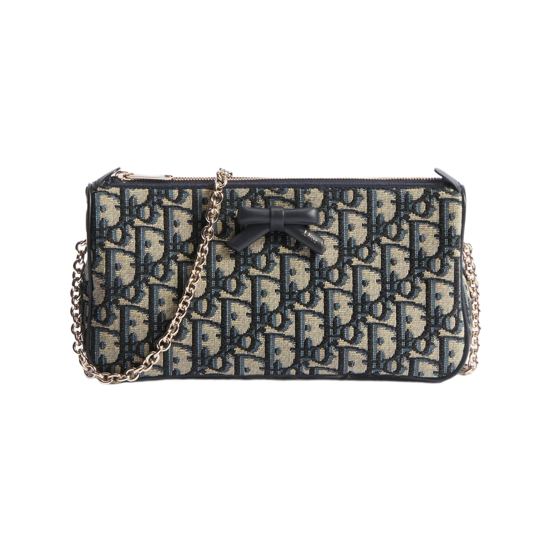 S2504OUQY-M928 Dior Oblique Bow Chain Pouch Dior Oblique Jacquard Blue