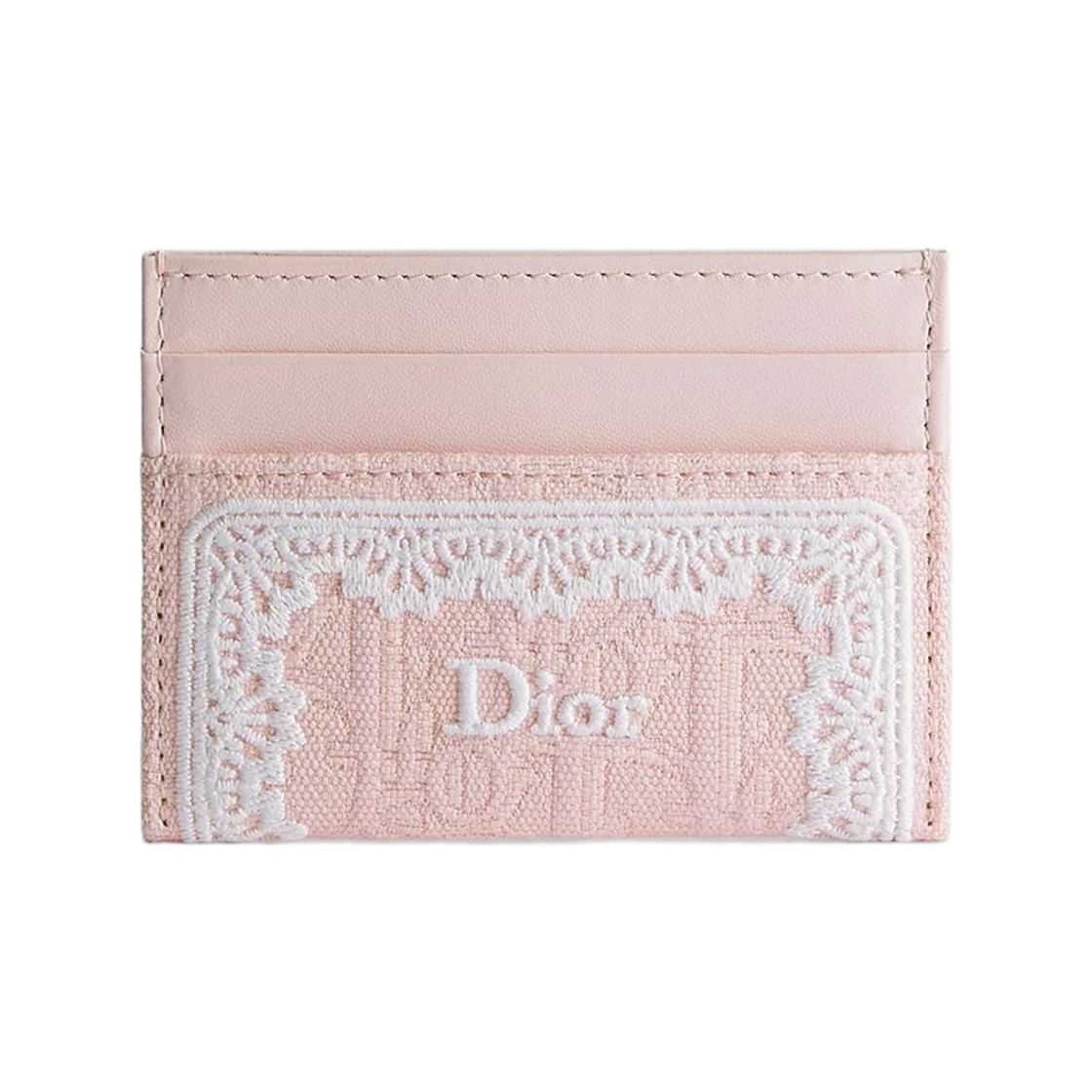 S2400OUKL-M19I Dior Oblique Freesia Card Holder Dior Oblique Jacquard And Lace Exhale Pink Ecru