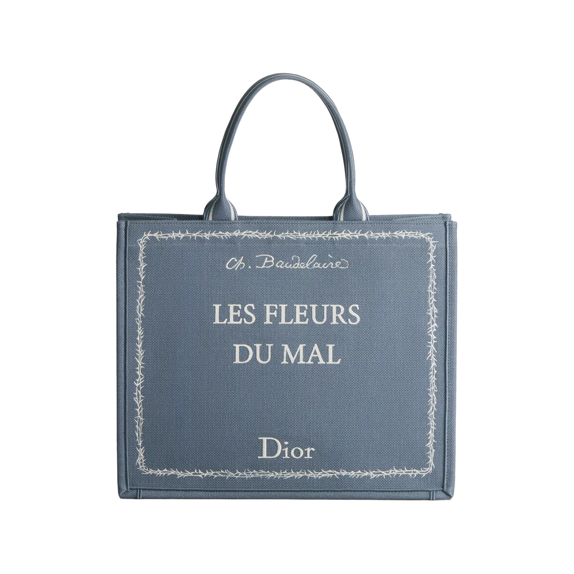 디올 북 토트 라지 북 커버 자수 화이트(Dior Book Tote Large Book Cover Embroidery Blue White) - 1