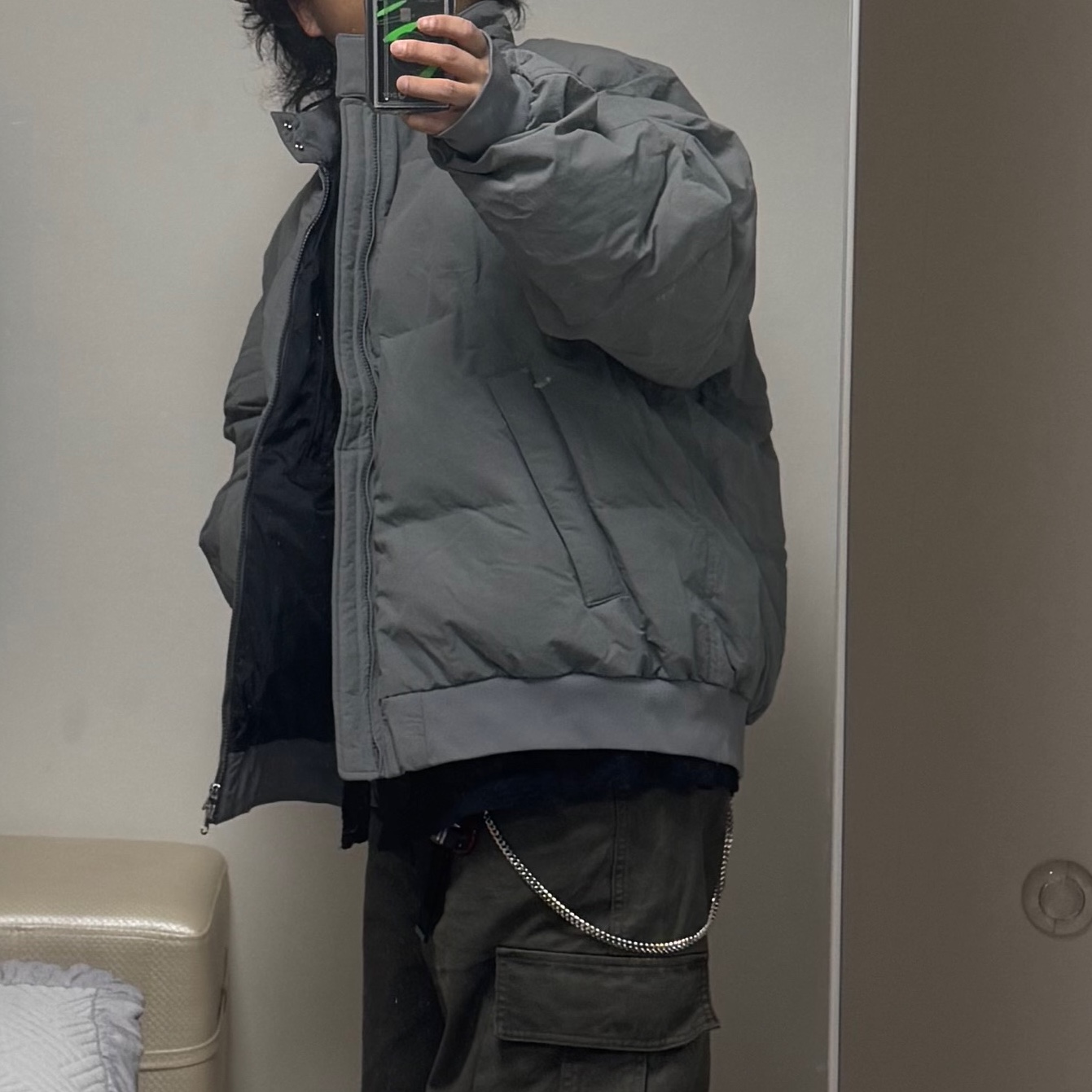 The North Face Purple Label Field Down Jacket Slate Gray 착용 스타일 - 2