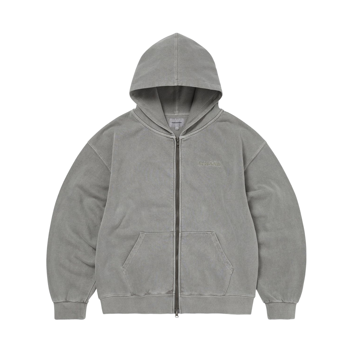 디스이즈네버댓 와플 라인드 집업 후드 다크 그레이(Thisisneverthat Waffle Lined Zip Up Hoodie Dark Grey) - 1