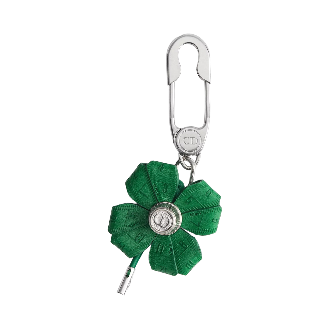 디올 클로버 키링 스무스 카프스킨 앤 앤티크 실버 피니시 브래스 브라이트 그린 앤티크 실버(Dior Clover Key Ring Smooth Calfskin And Antique Silver Finish Brass Bright Green Antique Silver) - 1