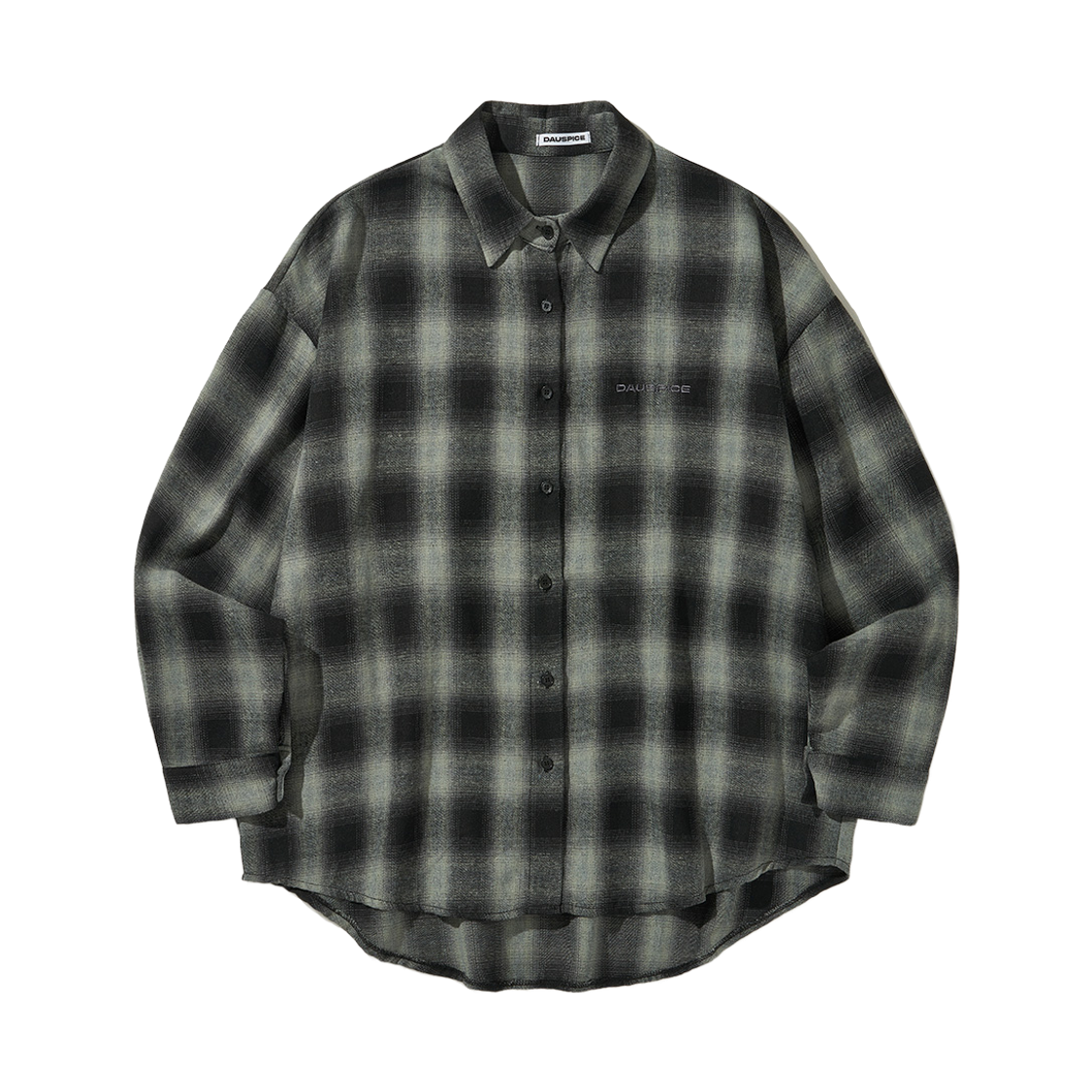 디오스피스 로고 옴브레 체크 셔츠 블랙(DAUSPICE Logo Ombre Check Shirt Black) - 1