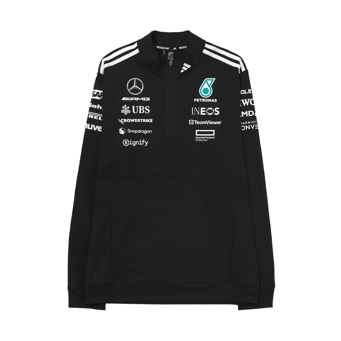 JV5745 Mercedes AMG Petronas x Adidas Formula One Team Quarter Zip Black White - US Sizing