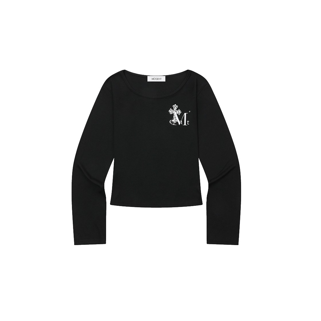 무센트 사하라 호피 십자가 유넥 스몰 로고 긴팔 티 (2컬러) 블랙-호피 화이트(MUCENT Sahara Leopard Cross U-Neck Small Logo Long Sleeve T (2Color) Black - Leopard White) - 1