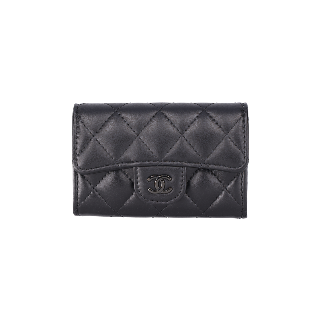 ITJAT2RLW97A Chanel Classic Card Wallet in Black Lambskin AP0214