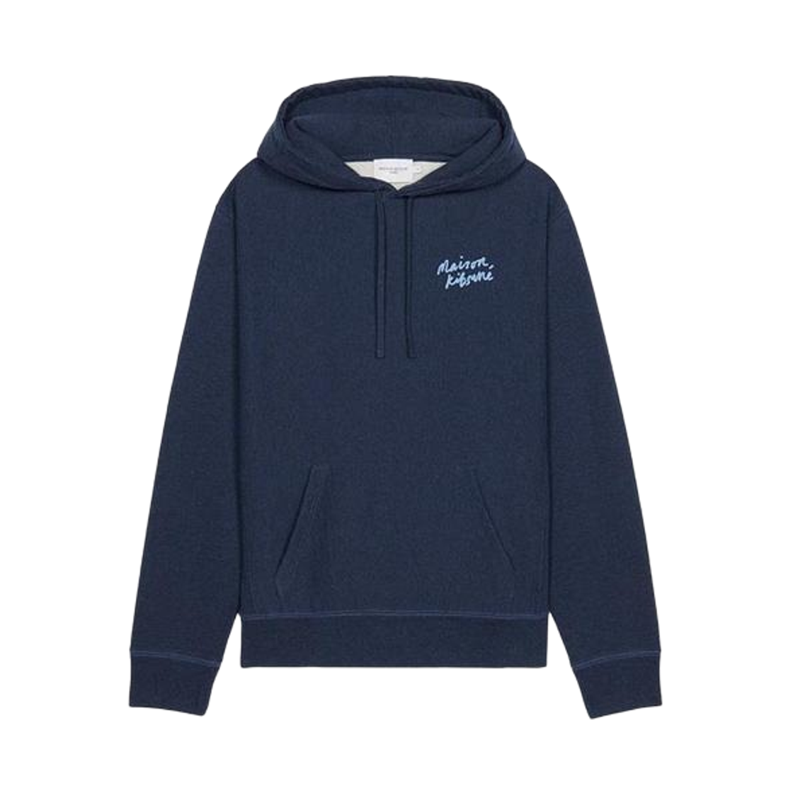 IU00330KM0020-H481 Maison Kitsune Handwriting Logo Hoodie Navy Melange