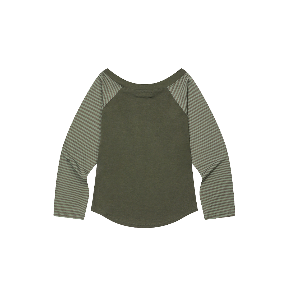 무센트 올리에 오프숄더 스트라이프 배색 나그랑 긴팔 티 (2컬러) 그린(MUCENT Olie Off Shoulder Stripe Raglan T (2Color) Green) - 2