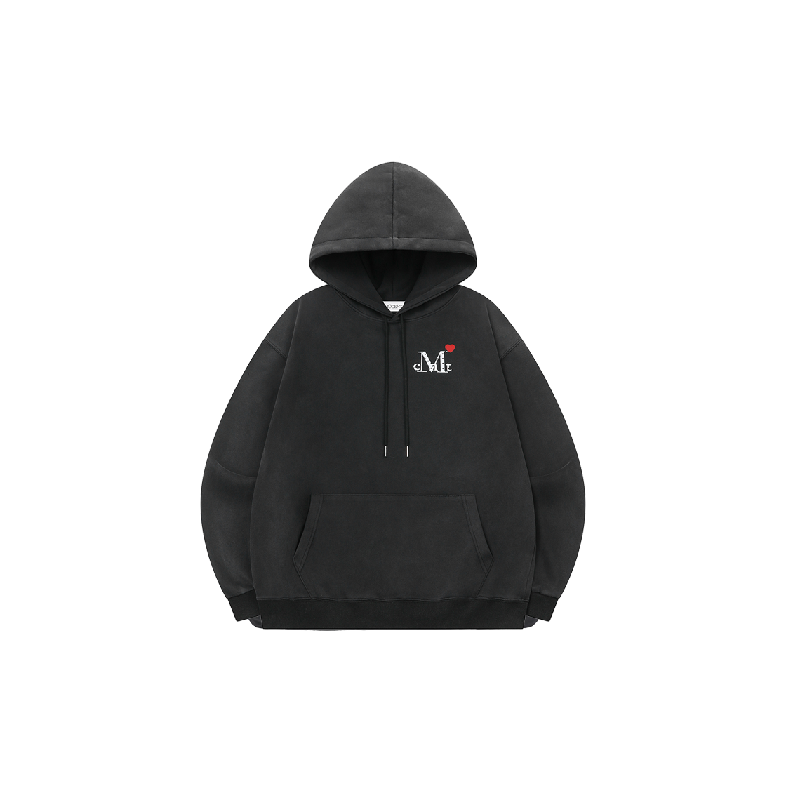 P0000BGS MUCENT Lovrits Mini Heart Logo Hood T Unisex (3Color) Pigment Black