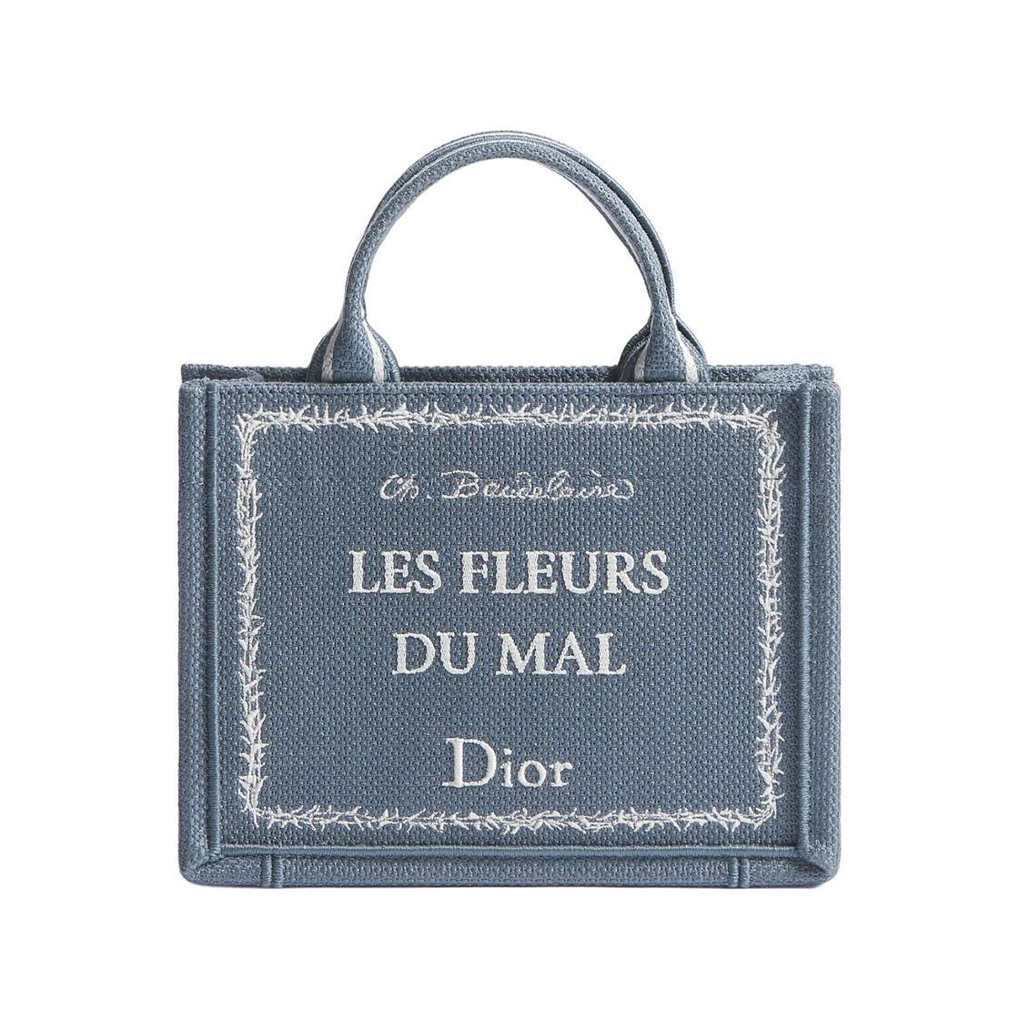 2BTCA649JAF-H56E Dior Book Tote Mini with Strap Book Cover Embroidery Blue White