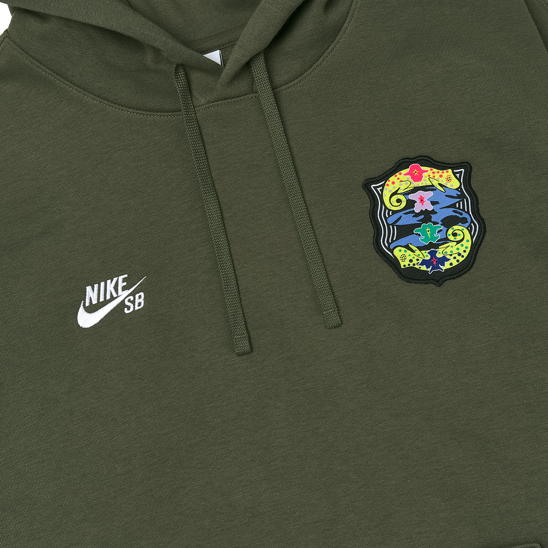 나이키 SB 플리스 풀오버 후드 미디엄 올리브 화이트 - 아시아(Nike SB Fleece Pullover Hoodie Medium Olive White - Asia) - 3