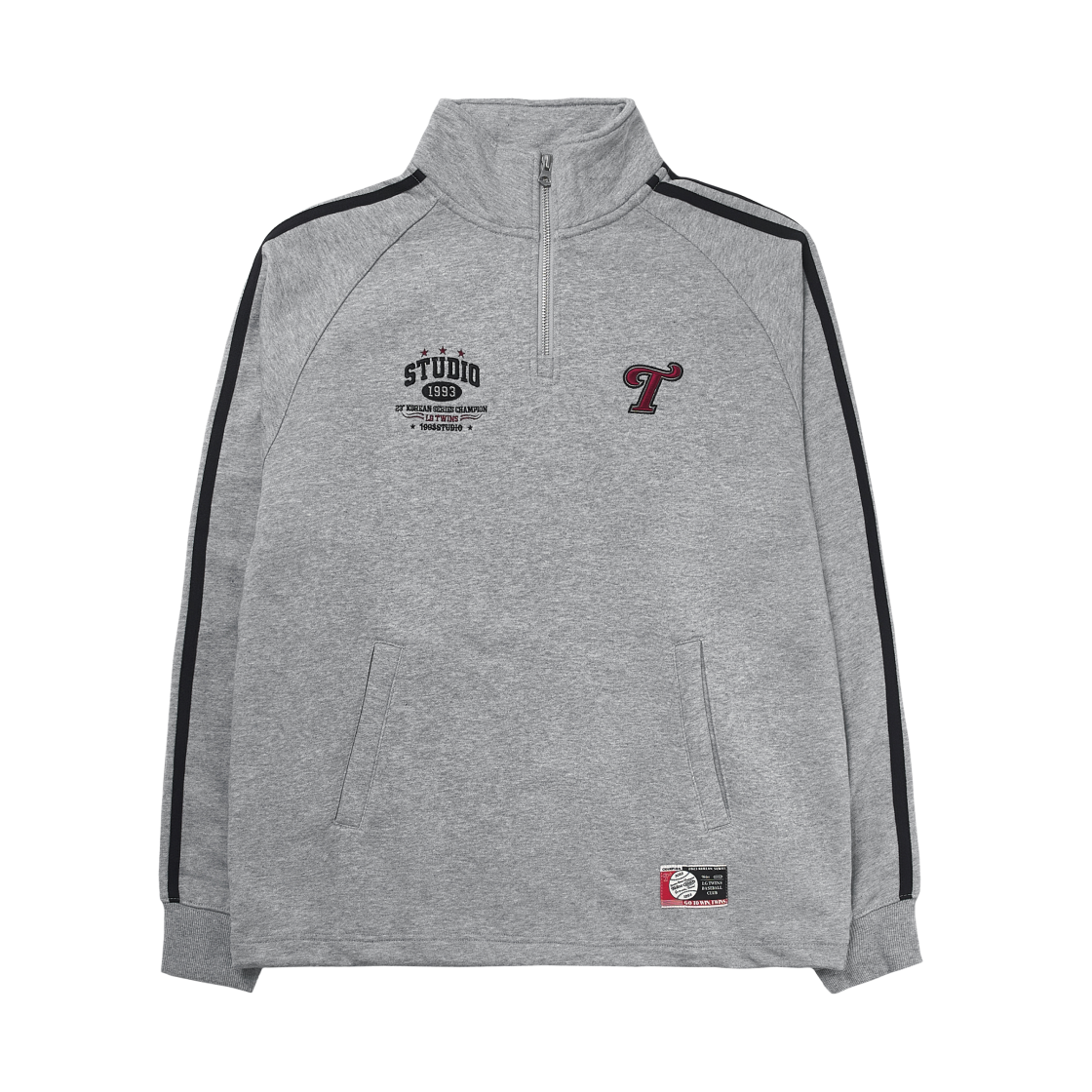 LG 트윈스 x 1993스튜디오 로고 트랙 하프 집업 스웨트셔츠 그레이(LG Twins x 1993STUDIO Logo Track Half Zip Up Sweatshirt Gray)