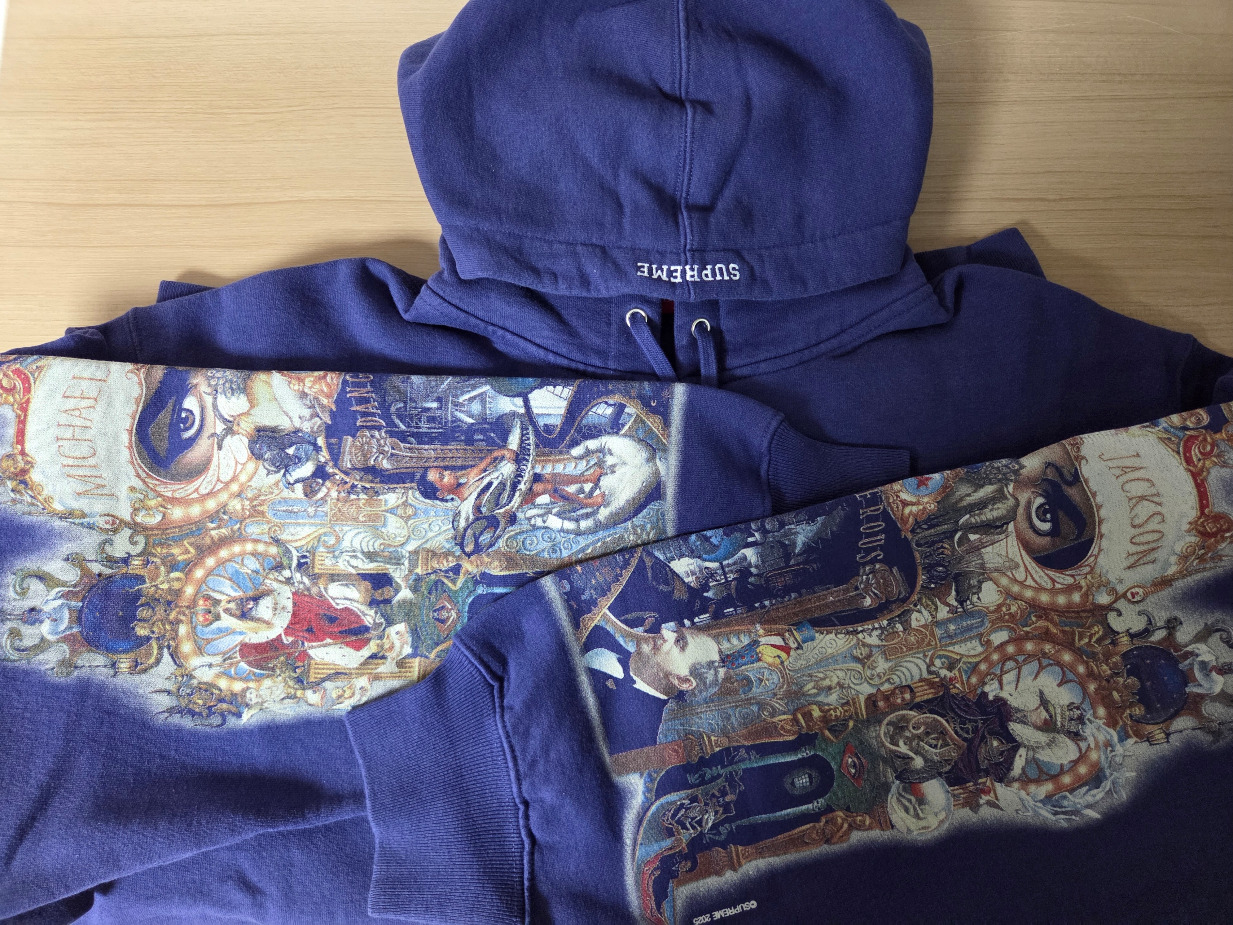 Supreme x Michael Jackson Dangerous Zip Up Hooded Sweatshirt Washed Navy - 25FW 착용 스타일 - 1