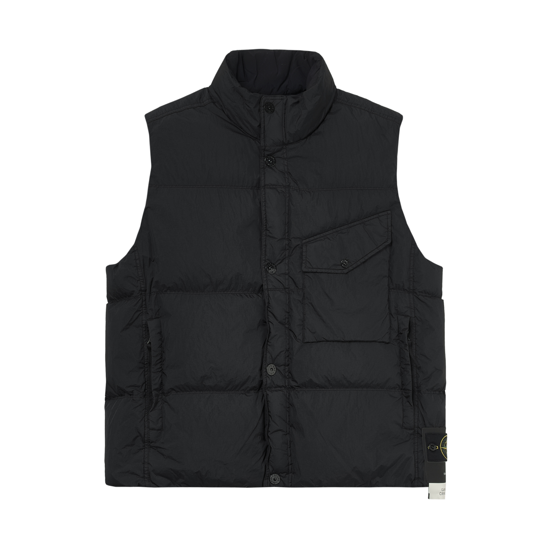 K2S15G1000-03S0A23-V0029 Stone Island G100003 Crinkle Reps NY Recycled Nylon Down Vest with Wind Resistance and Zip Pockets Black - 25FW