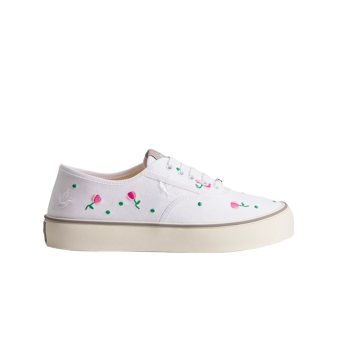 3SN348ACJ-H000 Dior Saltwind Sneakers Cotton with Doves And Roses Motif Embroidery White Multicolor