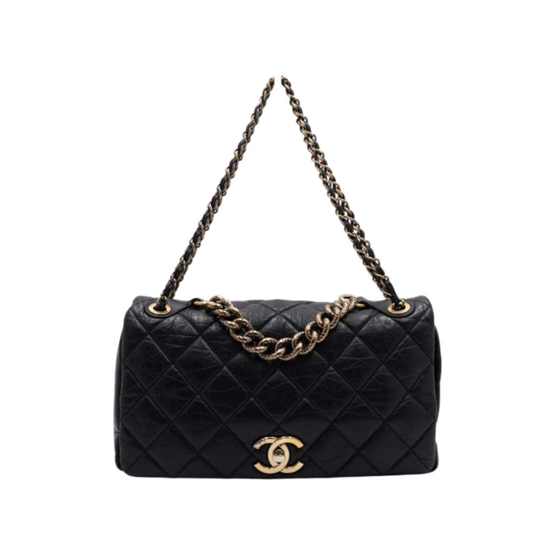 ITA4KBO7ES7G Chanel Black Calfskin Quilted Flap Coco Vintage Chain Top Handle Tote Bag & Shoulder Bag AA59923