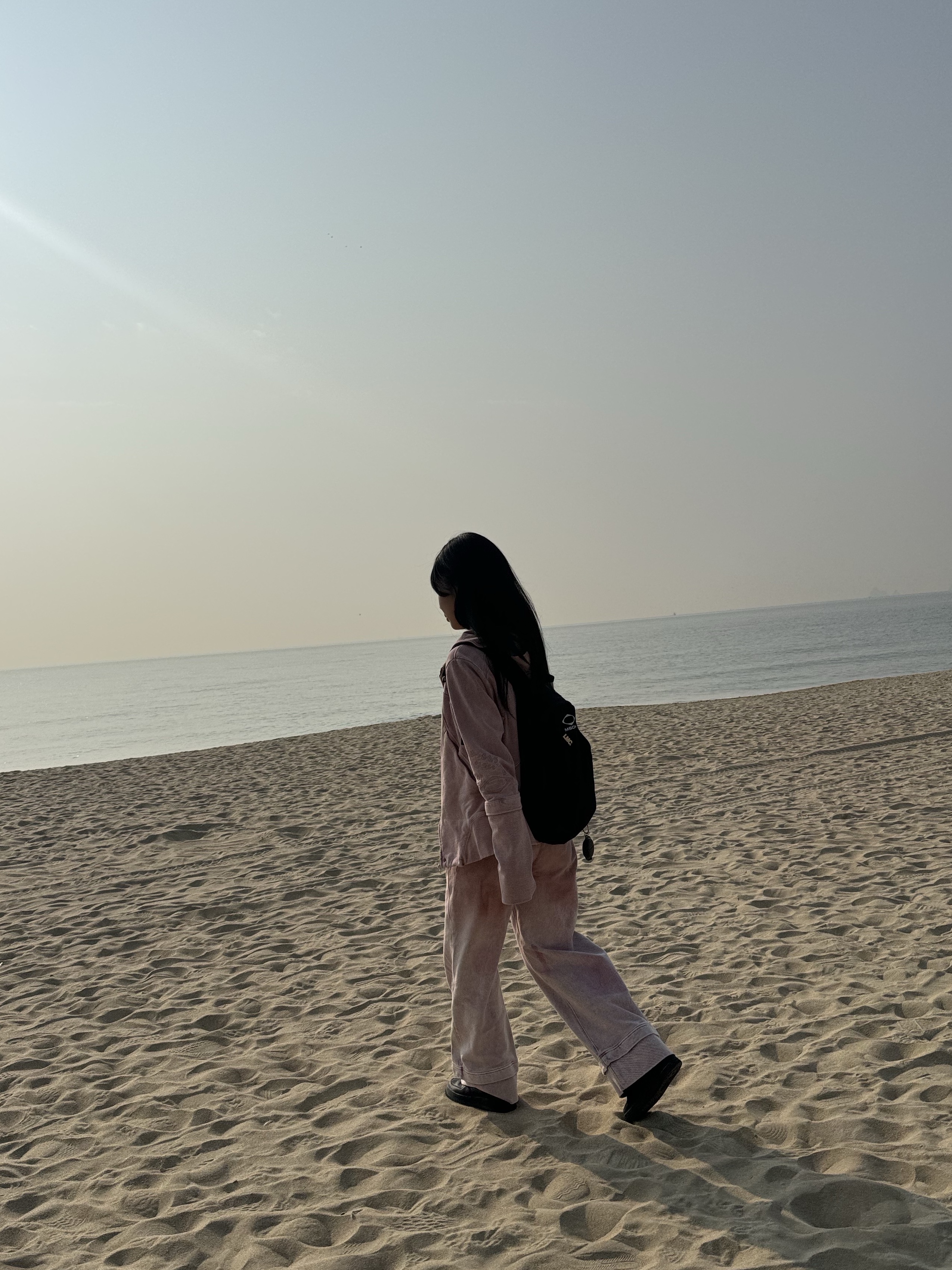 (W) Mischief Cut Off Hoodie Washed Pink Brown, (W) Mischief Banding Sweatpants Washed Pink Brown 착용 스타일 - 2