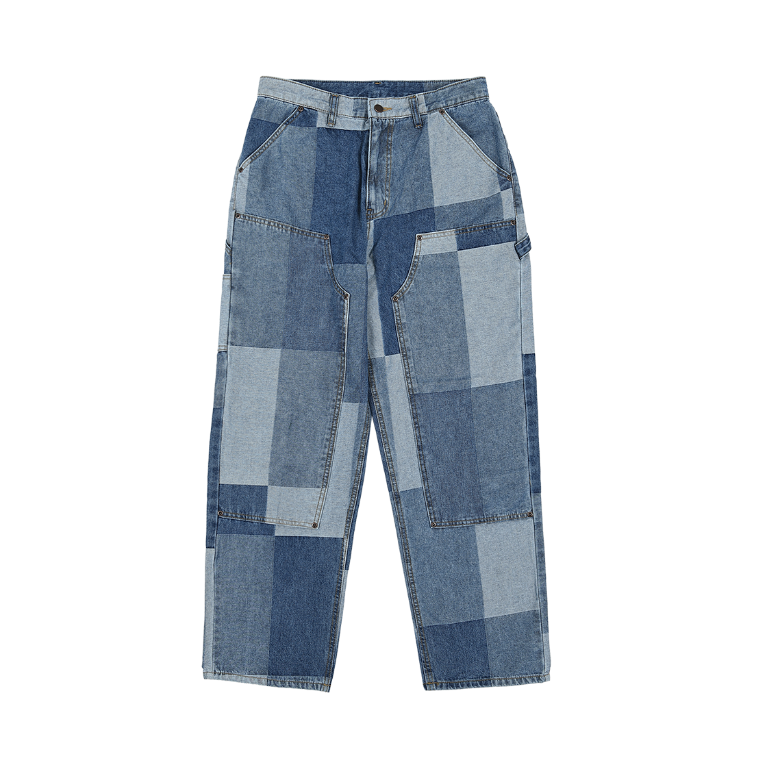 이알에스코 자카드 패치워크 더블 니 팬츠 블루(ersco Jacquard Patchwork Double Knee Pants Blue)