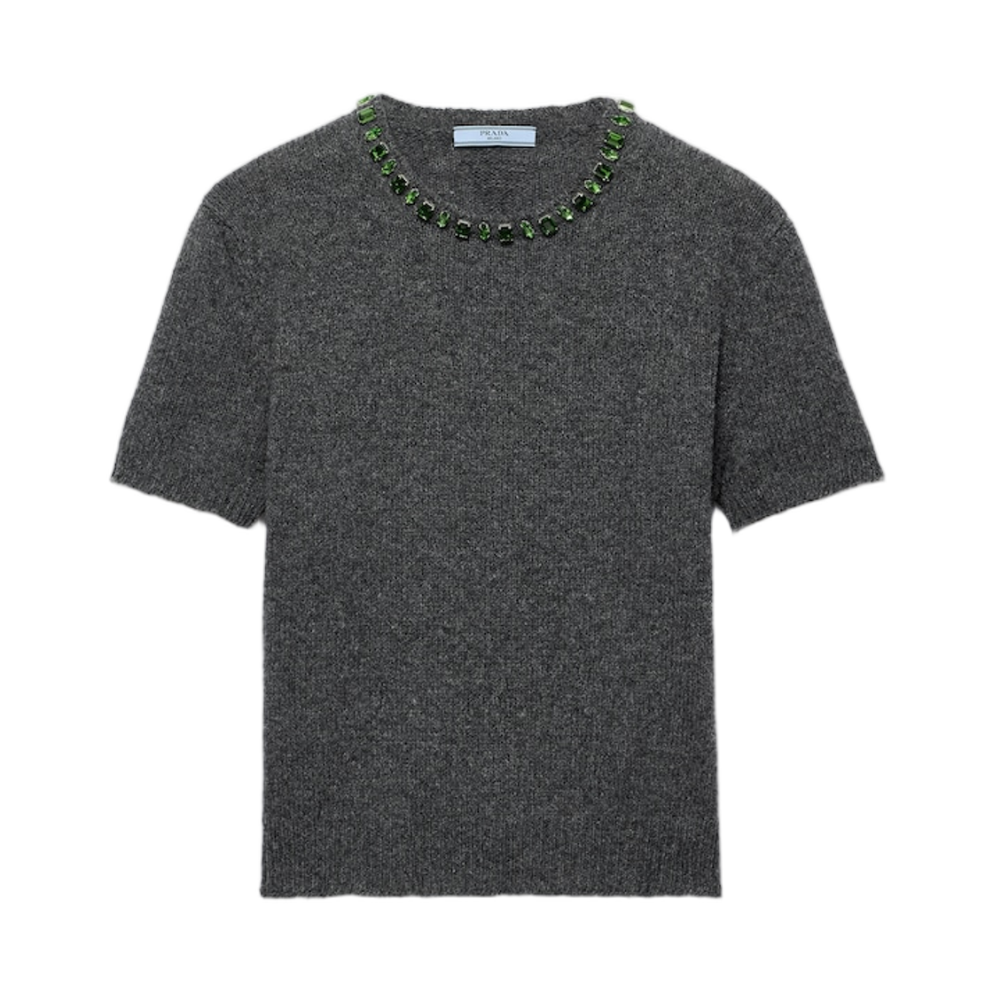 P24V2B-18M6-F0308 (W) Prada Wool and Cashmere Crew-Neck Sweater Anthracite Gray