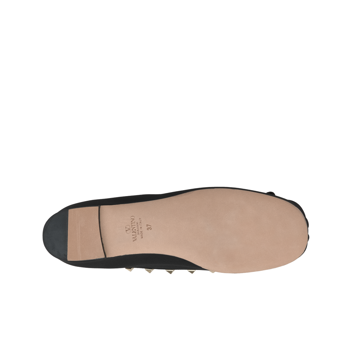 (W) 발렌티노 락스터드 새틴 발레리나 블랙((W) Valentino Rockstud Satin Ballerina Black) - 2