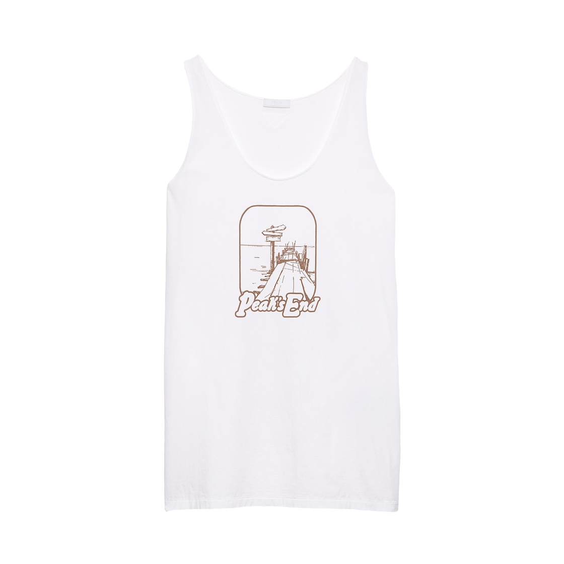 UJT137-1850-F0963 Prada Printed Cotton Tank Top White Cocoa Brown