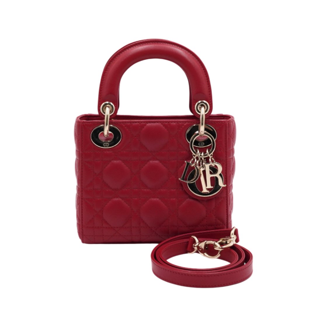 디올 CAL44500 레드 램스킨 레이디디올 미니 금장 토트백 겸 숄더백 크로스백aa59951(Dior CAL44500 Lady Dior Mini Red Lambskin Tote and Shoulder Bag)