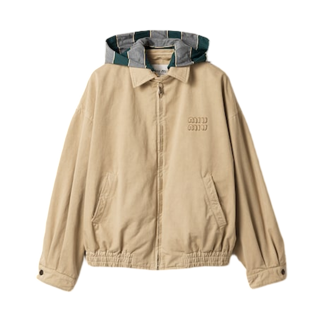 ML1480-19EK-F0006 (W) Miu Miu Old Gabardine Blouson Jacket Beige