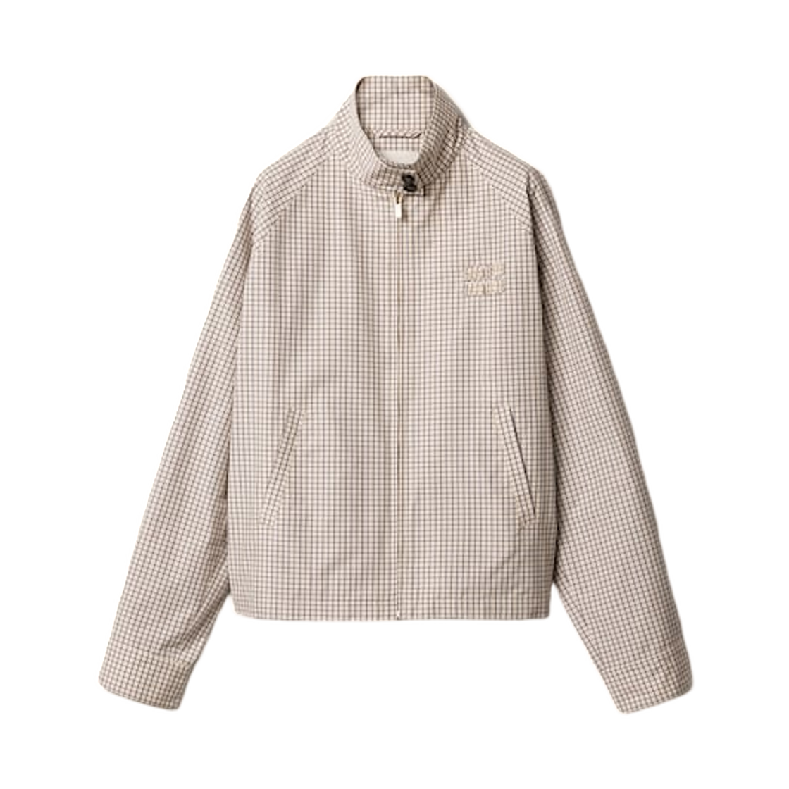 ML1463-19CW-F0036 (W) Miu Miu Checked Technical Fabric Blouson Jacket Sand Beige