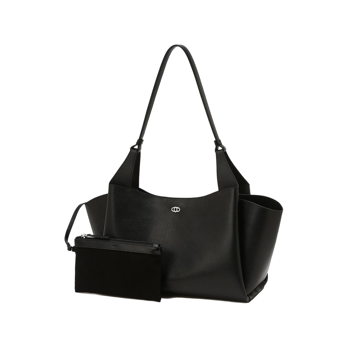 AABA6E525BK Athe Vanessabruno Acc Raie Black Cowhide Shoulder Bag L Black