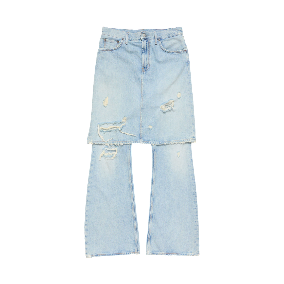 AK1008-228 (W) Acne Studios Layered Denim Trousers Light Blue
