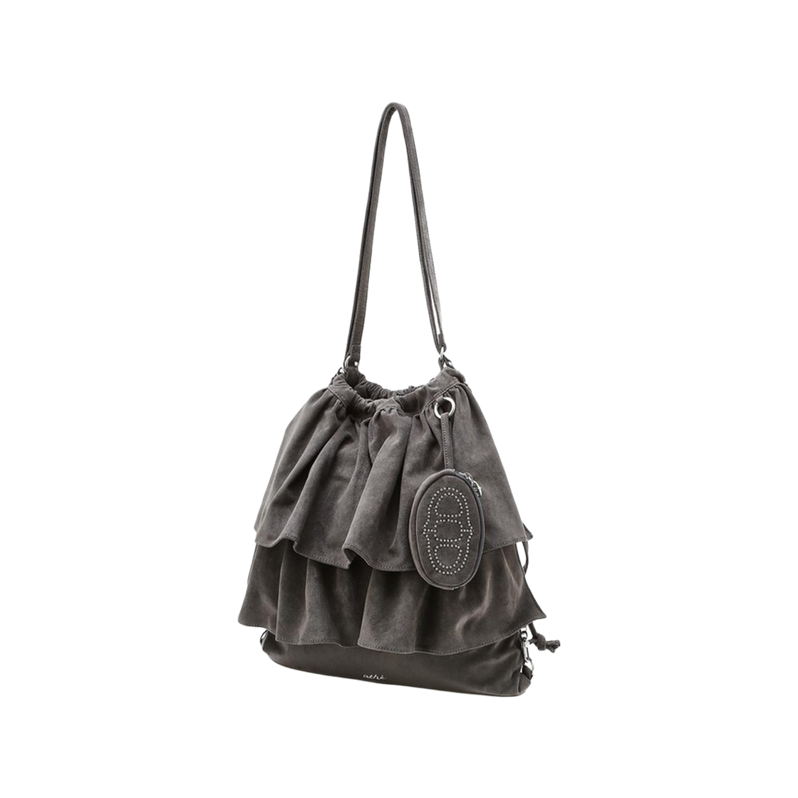 아떼 바네사브루노 액세사리 프릴 그레이 스웨이드원단 프릴체인 백팩 겸 숄더백 M 그레이(Athe Vanessabruno Acc Frill Gray Suede Frill Chain Backpack & Shoulder Bag M Normal Grey)