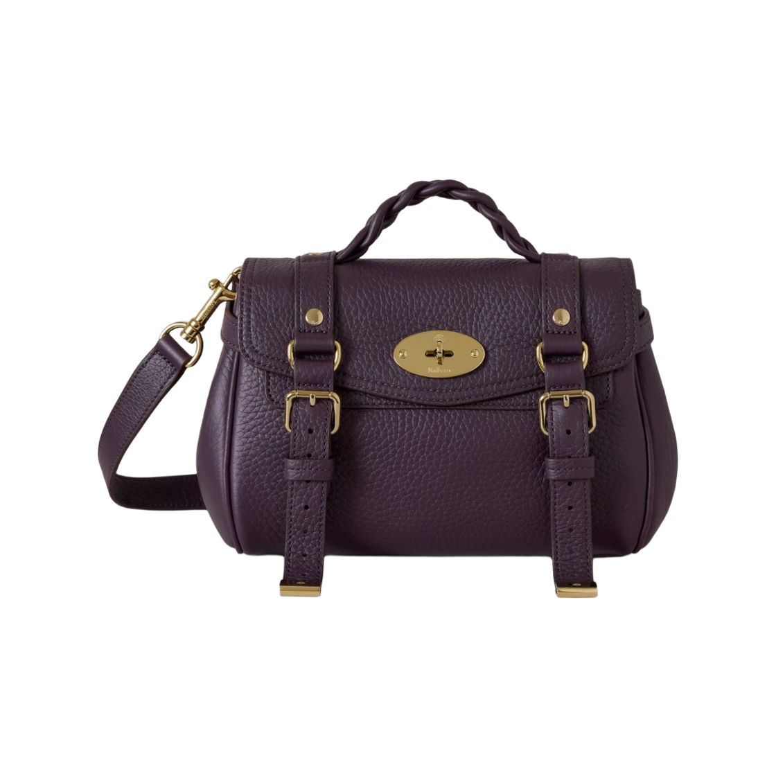 RL6595-736V697 Mulberry Mini Alexa Heavy Grain Tote Bag Deep Aubergine