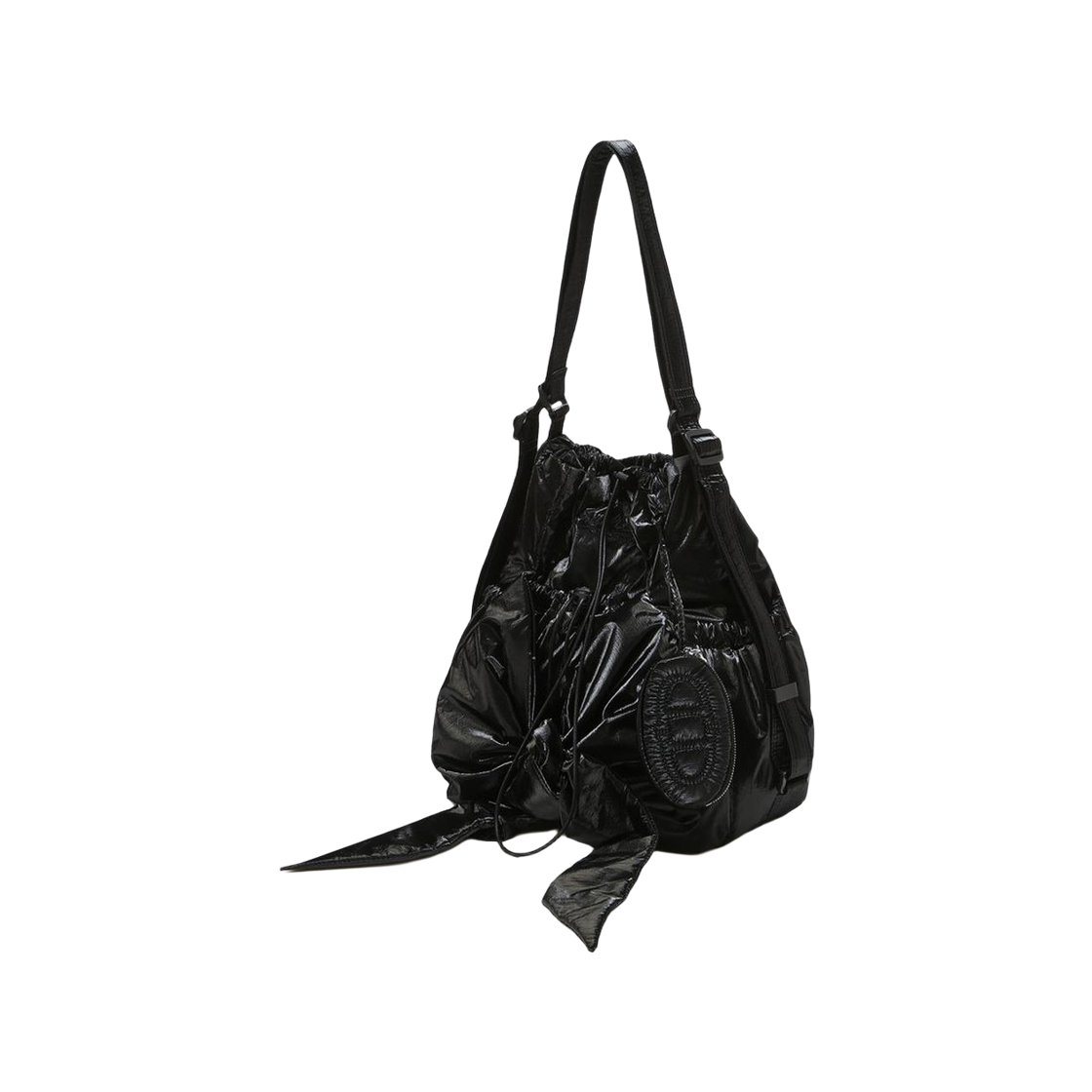 AABA6E910BK Athe Vanessabruno Acc Ruban Glossy Black Ribbon Backpack & Shoulder Bag S Black