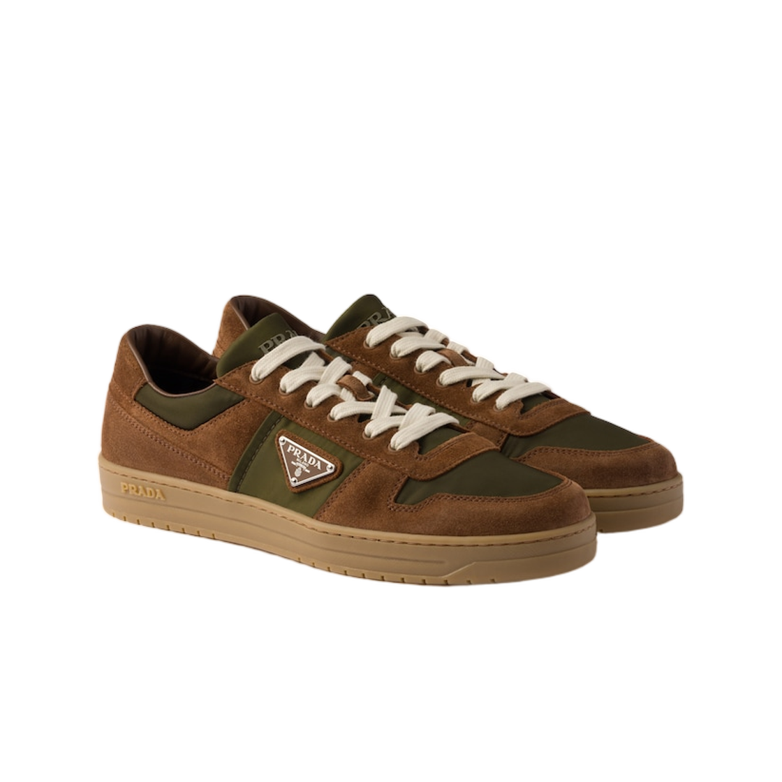 프라다 다운타운 리나일론 앤 스웨이드 스니커즈 코코아 브라운 모스 그린(Prada Downtown Re-Nylon and Suede Sneakers Cocoa Brown Moss Green) - 2