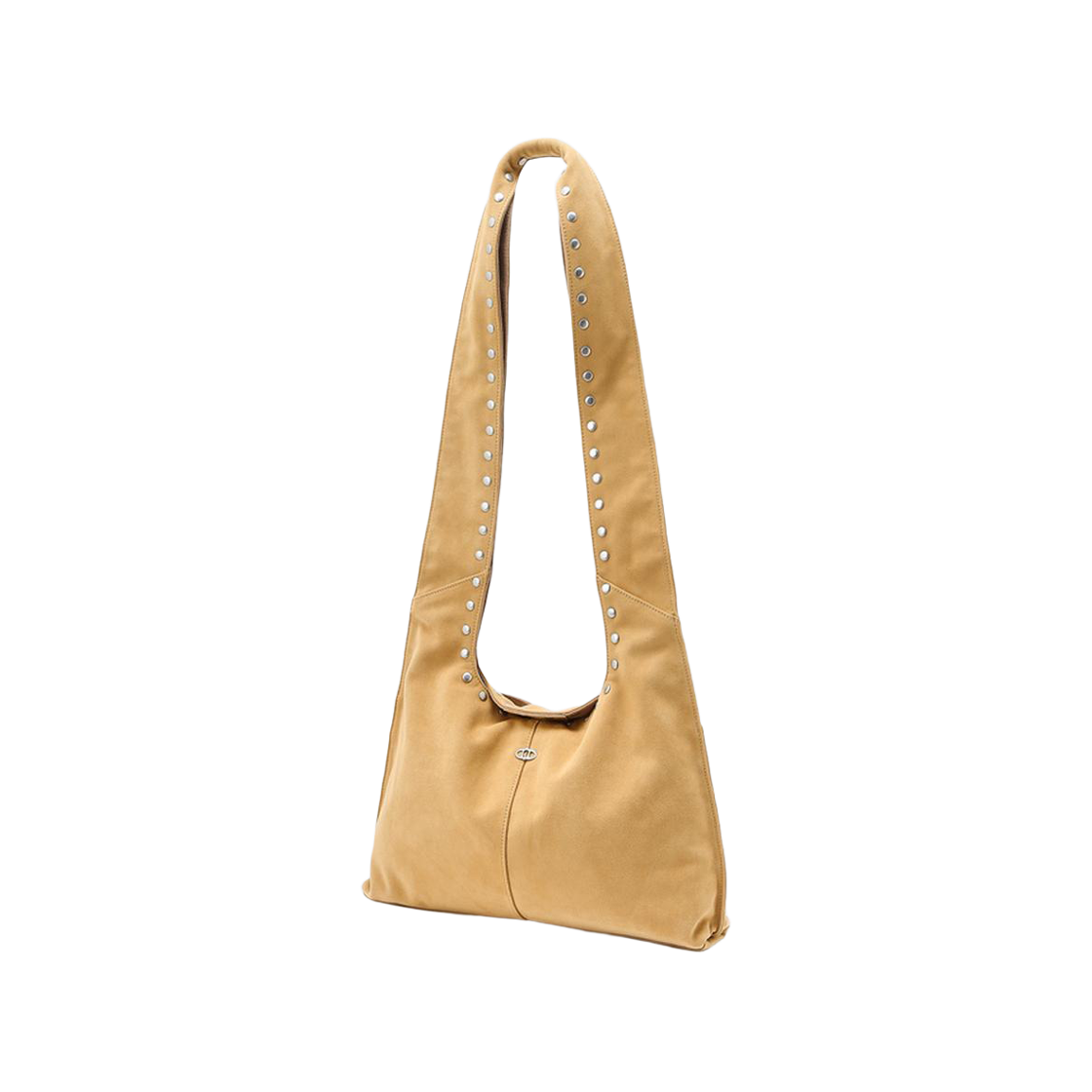 AABA6E471W1 Athe Vanessabruno Acc Maron Soft Beige Suede Fabric Stud Shoulder Bag M Light Brown