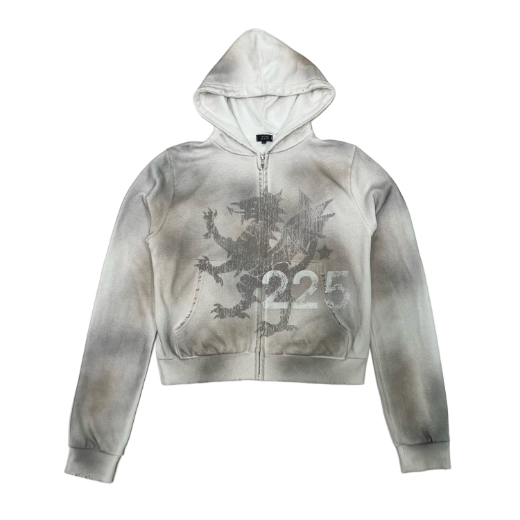 225-25SS-HZ-01 225 Washed Dragon Crop Hoodie Zip-up