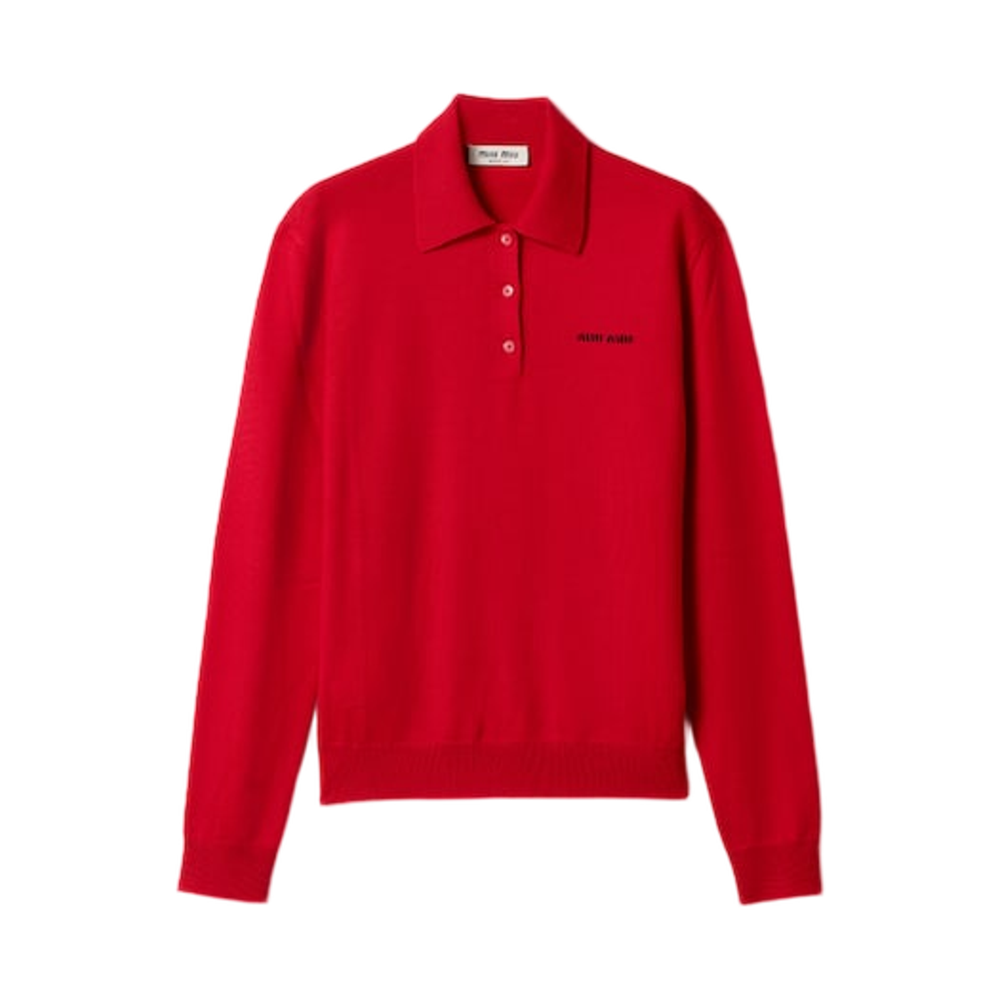 MML934-14RH-F0011 (W) Miu Miu Wool Knit Polo Shirt Red